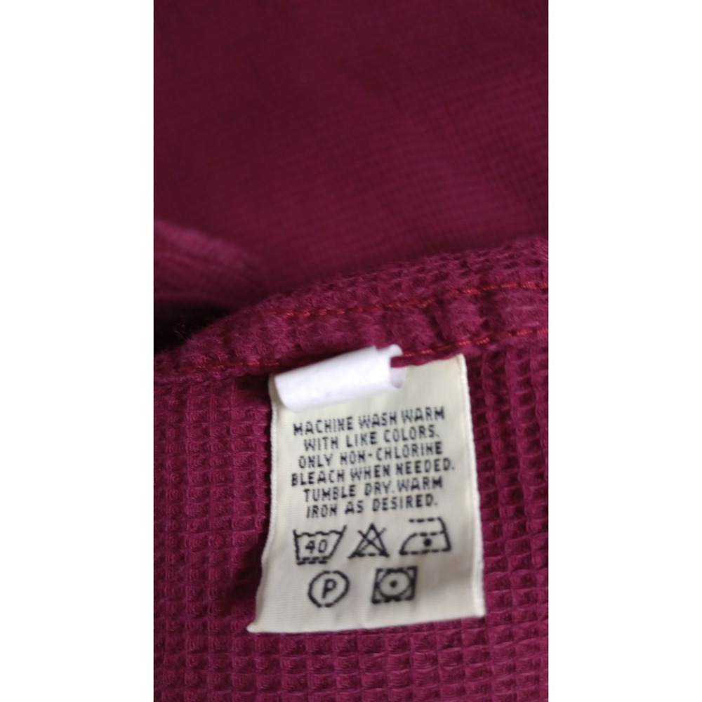 VTG Eddie Bauer Burgundy XXL Waffle Button Shirt L/S 100% Cotton Tall/Ultra Long - Picture 8 of 8